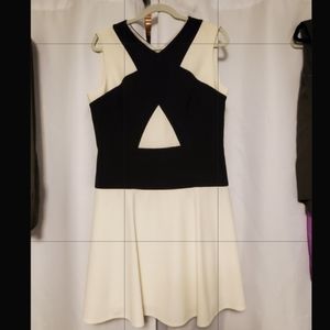 Black and white color block dress